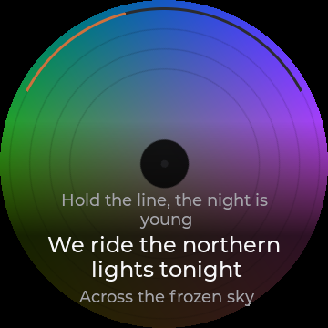 Disco's colourful spinning record with lyrics