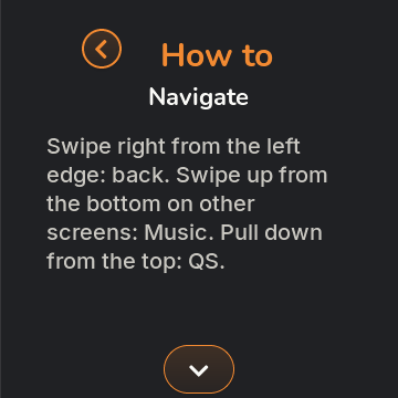 The built-in How to guide explains gestures one screen at a time