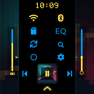 Null Quick Settings with electric blue and yellow pixel icons