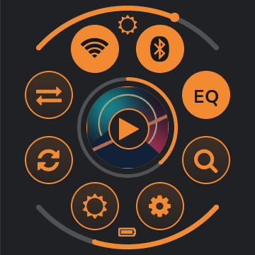 Squash Quick Settings with round touch controls around the artwork